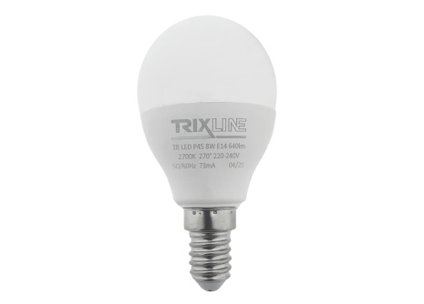 LED žiarovka Trixline 8W E14 P45 teplá biela