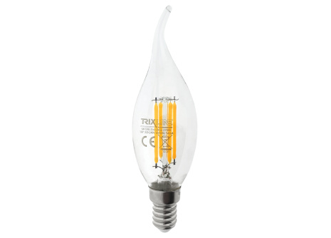 Dekoračná LED žiarovka FILAMENT Trixline 5W 600lm C35L E14 teplá biela