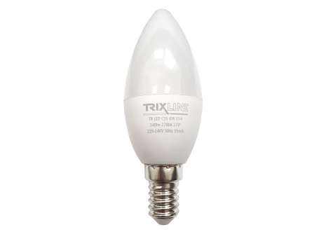 LED žiarovka Trixline 6W 540lm E14 C35 teplá biela